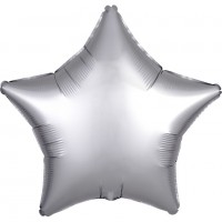 Star Foil Balloon Luxe Silver Satin Look