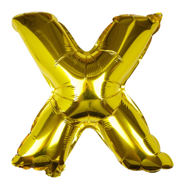 Złoty balon foliowy z literą X 40 cm