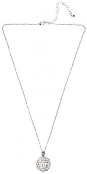 Discobal strass ketting zilver 2