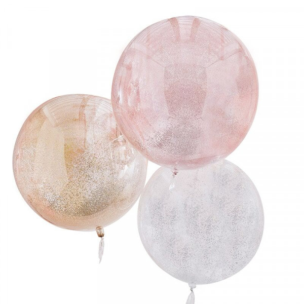 3 glitter confetti balloons party mix 55cm