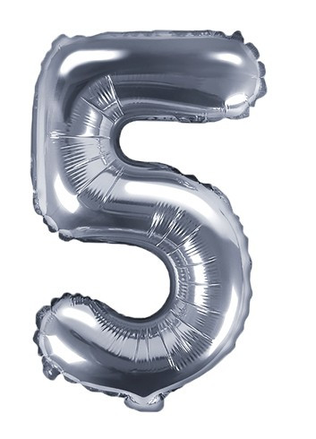 Nummer 5 folieballon zilver 35cm