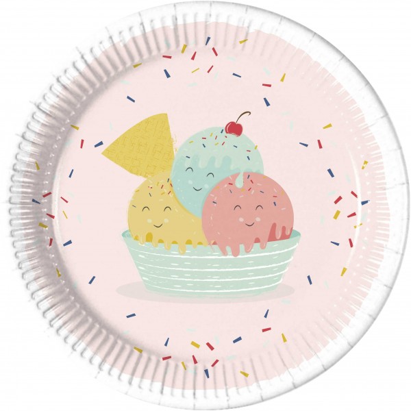 8 Happy Ice Cream paper plates 23cm