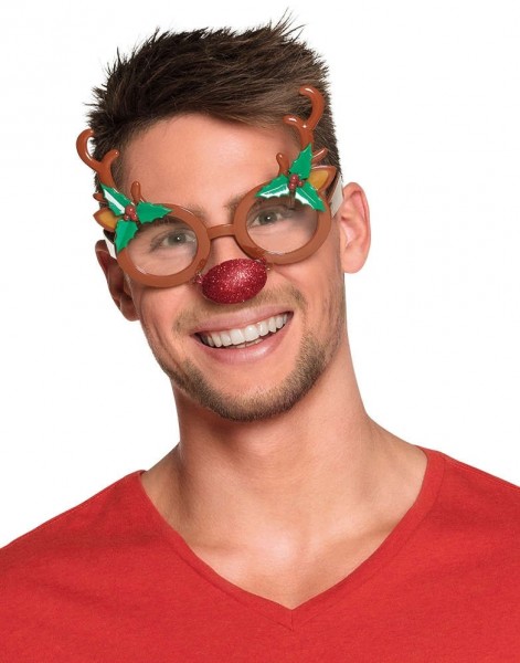 Lindas gafas de reno para Navidad