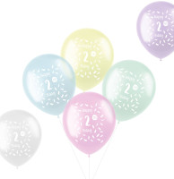 6 balonów lateksowych Happy 2. B-Day 33 cm