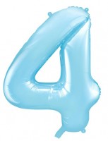 Widok: Balon foliowy numer 4 błękitny 86 cm