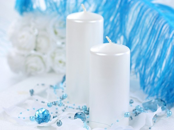 6 pillar candles Rio pearl white 12cm 3