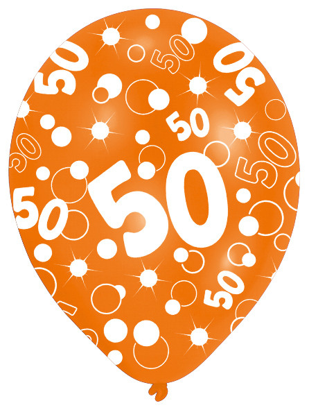 6 balloner bobler 50 års fødselsdag farverig 27,5 cm 5