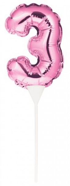 Ozdoba do tortu balon różowy numer 3 13cm