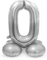 Nummer 0 ballon sølv 72cm