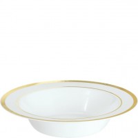10 premium plastic bowls with gold rim 340ml