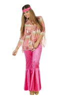 Preview: Pink 70s hippie costume for women