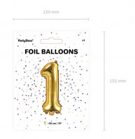 Oversigt: Nummer 1 folie ballon guld 35cm