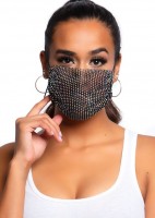 Vorschau: Mund-Nase-Maske Glamour-Überzug schwarz