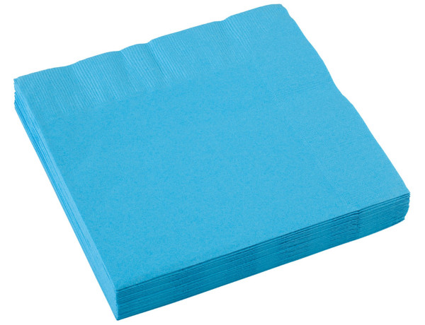 20 paper napkins in azure blue 33cm