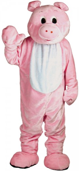 Plush pink pig costume with head and paws