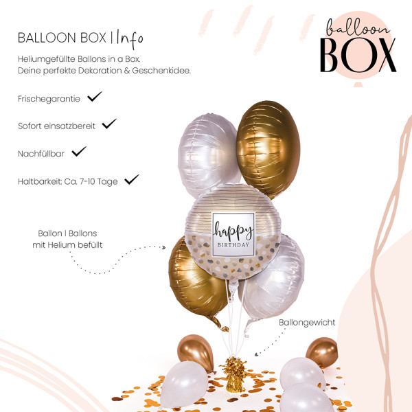 Heliumballon in der Box Birthday Natural Dots & Stripes 3