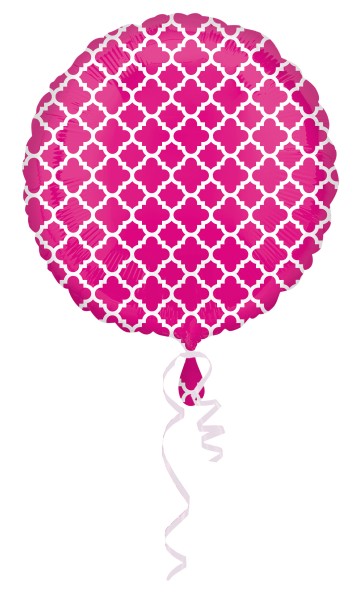 Runder Folienballon pink-weiß gemustert