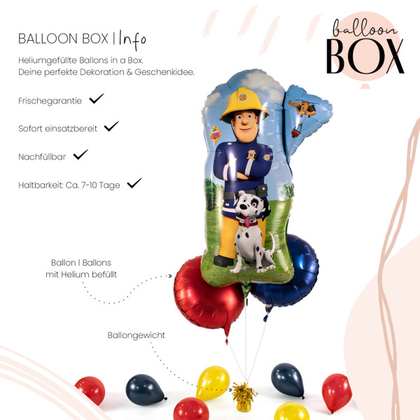 XL Heliumballon in der Box 3-teiliges Set Fireman Sam 3