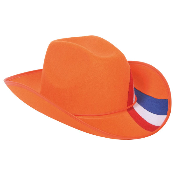 Oranje cowboyhoed met RWB vlag