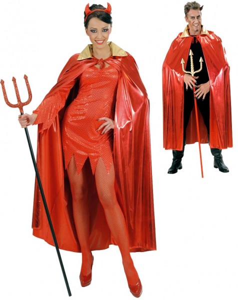 Halloween Umhang Teufel rot-metallisch 136cm