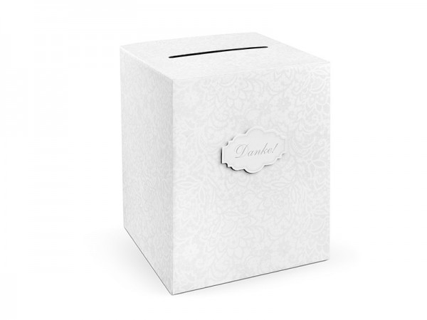 Boîte à cartes de mariage blanche 25 x 25 x 30 cm