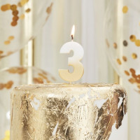 Golden number 3 ombré cake candle