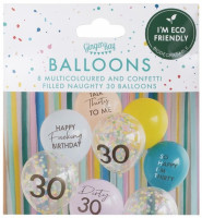 Oversigt: Øko ballonsæt Tillykke med 30 års fødselsdagen