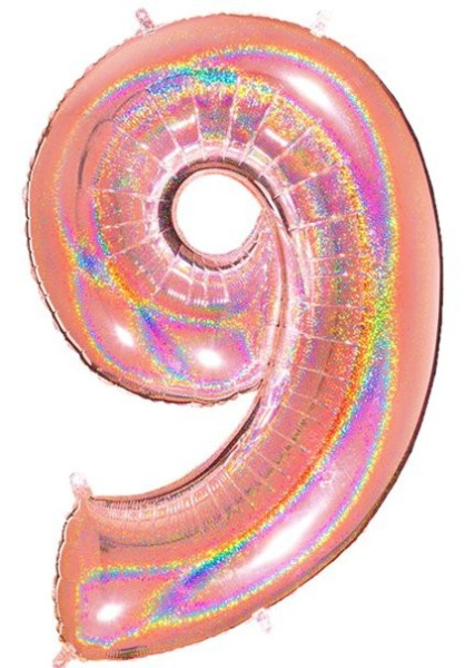 Balon numer 9 w kolorze różowego złota 1.01m