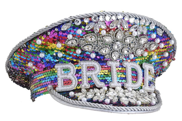 Sparkly colorful bridal hat