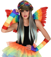 Sombrero de lentejuelas arcoiris con pelo