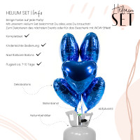 Vorschau: Saphir Blue - Herz Ballonbouquet-Set mit Heliumbehälter