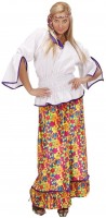 Vista previa: Disfraz de hippie florido con falda
