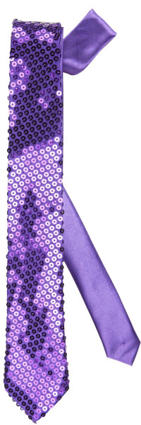 Glittering Sequin Necktie Purple