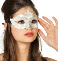 Widok: Błyszcząca maska na oczy Venezia w kolorze srebrnym