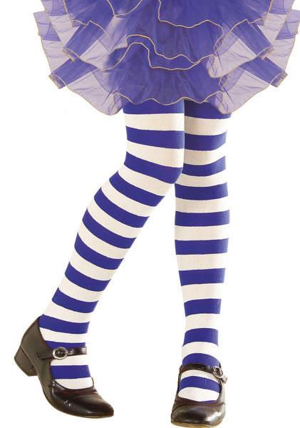 Children's tights in white-blue striped