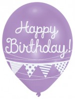 Vorschau: Happy Birthday Luftballon Mit Girlande 27,5cm 6er-Set