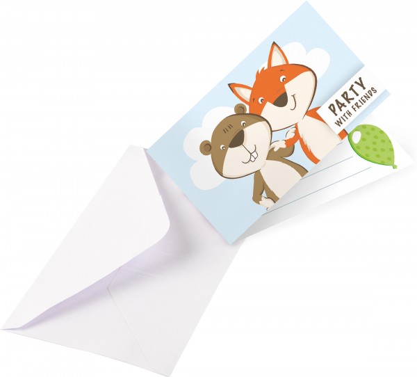 8 fox & beaver invitation cards