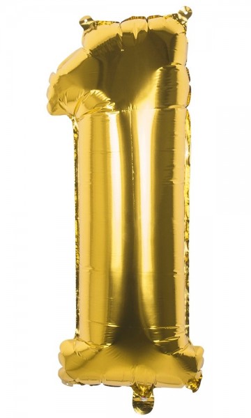Folieballon nummer 1 guldmetallic 36cm