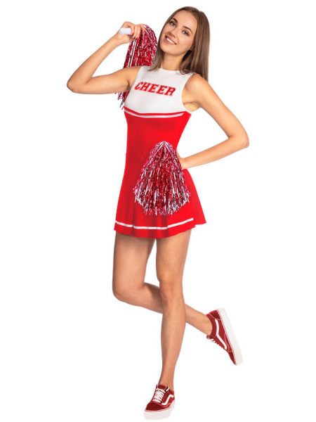 Cheerleader Damenkostüm rot-weiß