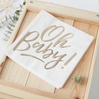 16 gold Oh Baby napkins 33cm