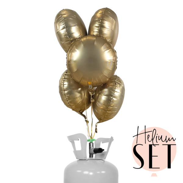 YOU´RE GOLD, Baby! mattes Ballonbouquet-Set Rund mit Heliumbehälter