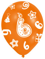 Förhandsgranskning: 6 färgglada ballonger 6-årsdag 27,5 cm