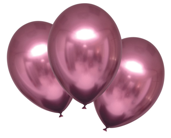 6 glanzende satijnen ballonnen roze 27,5 cm