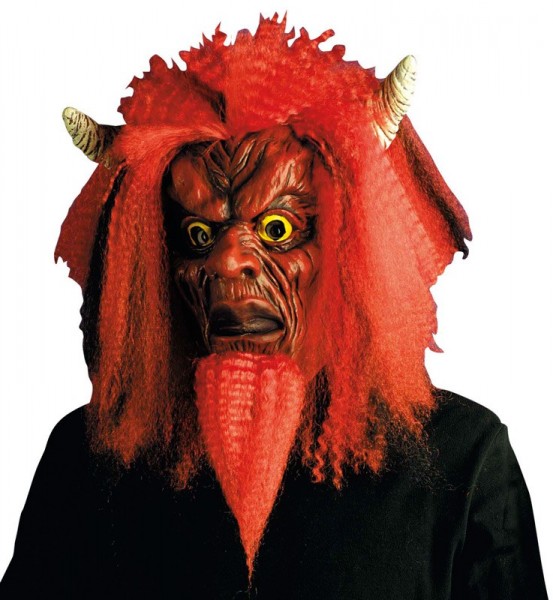 Scary devil mask with wig and beard