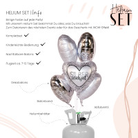 Vorschau: Silberhochzeit Ballonbouquet-Set mit Heliumbehälter