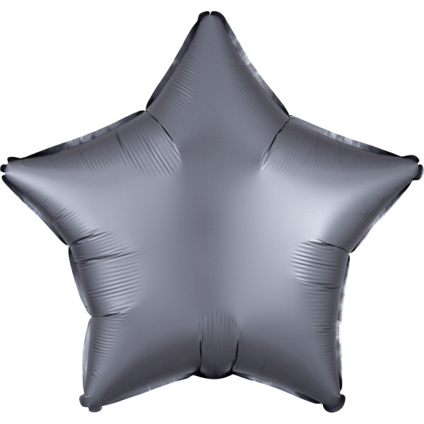 Satynowy balon gwiazda 43cm grafitowy