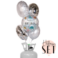 Vorschau: Wasserwelt Birthday Ballonbouquet-Set mit Heliumbehälter