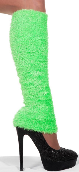 Pluszowe getry w kolorze neonowej zieleni