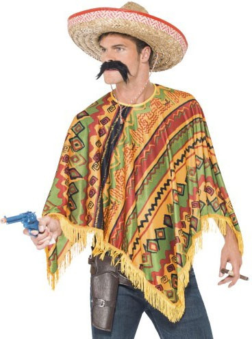 Mexico poncho & mustache set