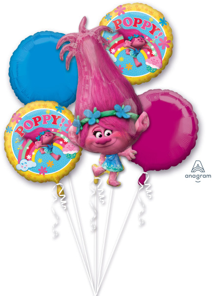 5 Folienballons Poppy Trolle Set